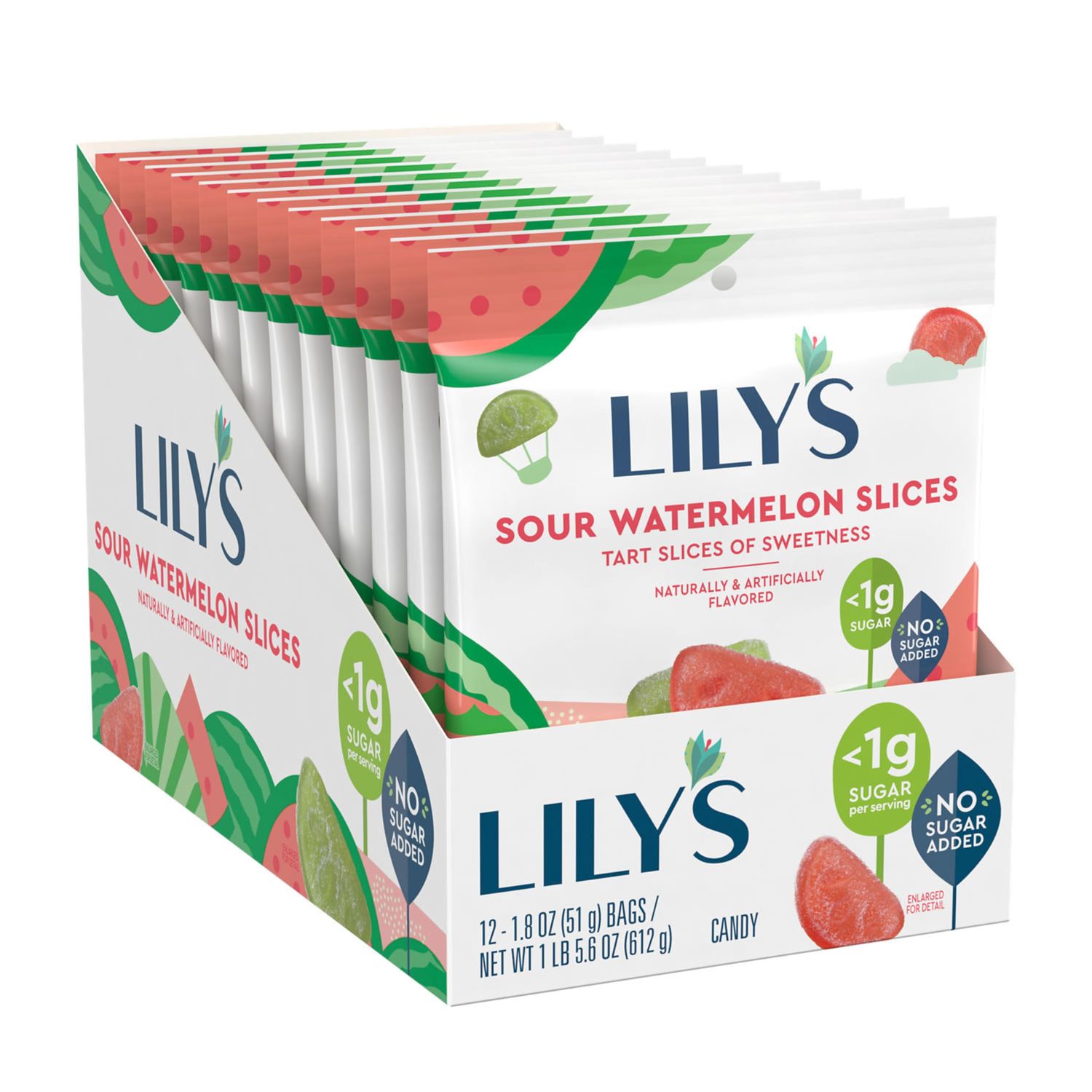 LILY&#39;S Sour Watermelon Slices, Gummy Sweets Bags, 1.8 oz (12 Count)