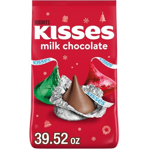 HERSHEY&#39;S KISSES Milk Chocolate, Christmas Candy Bulk Bag, 39.52 oz