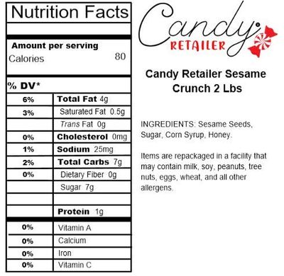 Candy Retailer Sesame Crunch 2 Lbs