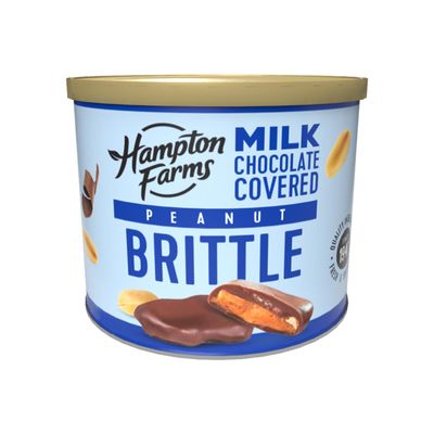 Hampton Farms - USA Grown Gourmet Nuts - Chocolate Peanut Brittle - 20 oz. Canister