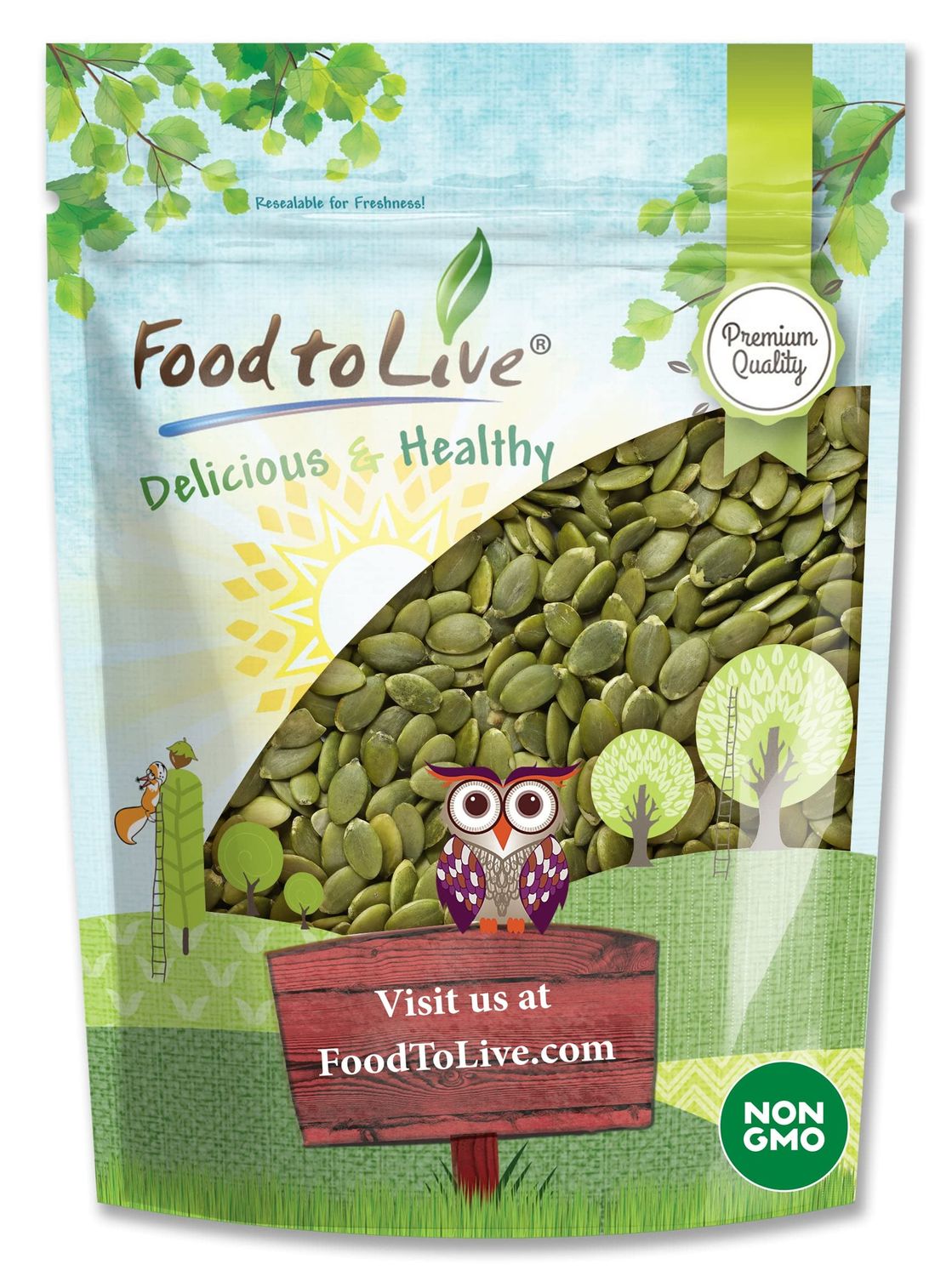 Food to Live - Raw Pepitas, 5 Pounds Non-GMO Verified, Pumpkin Seed Kernels, Unsalted, No Shell, Vegan, Kosher, Keto, Bulk. Wholesome Snack. High in Protein, Essential Fatty Acids. Great for Baking
