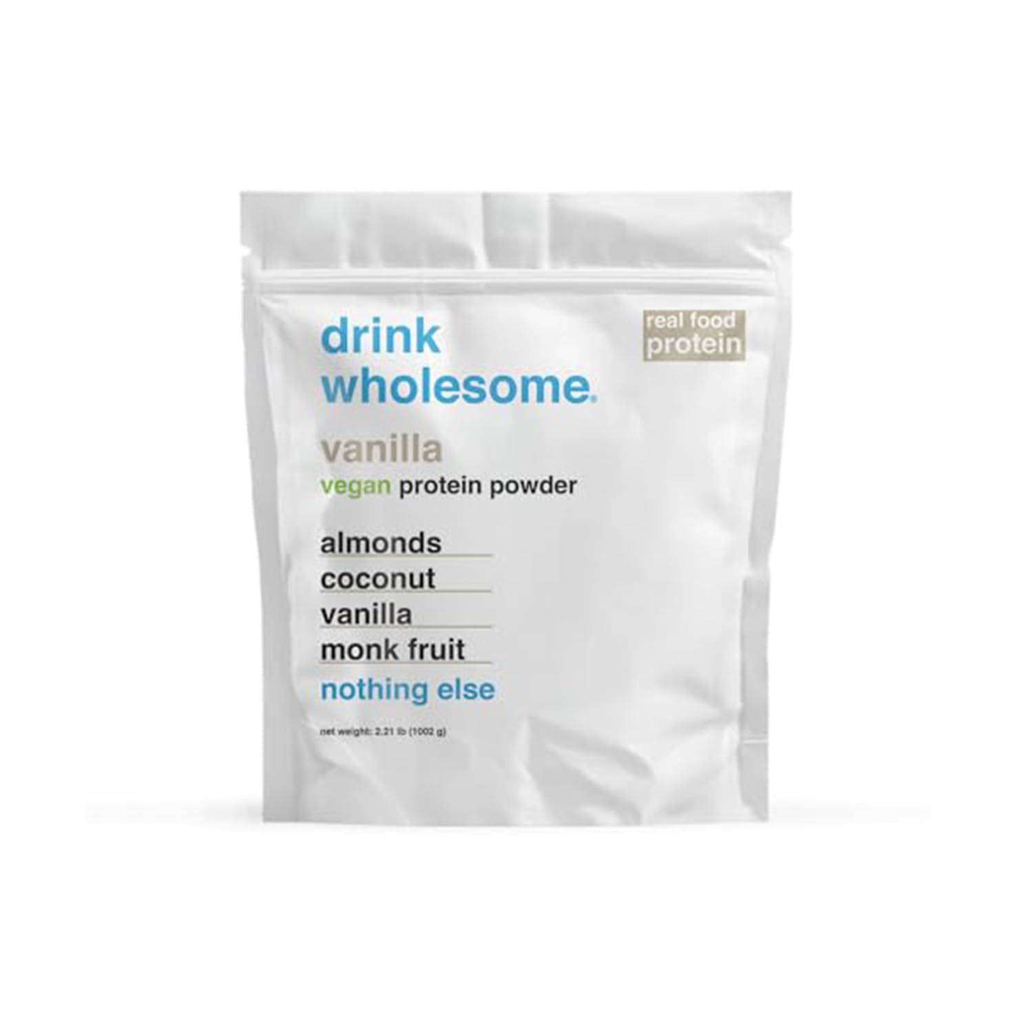 drink wholesome Vegan Vanilla Almond Protein Powder  for Sensitive Stomachs  Gut Friendly  No Artificial Sweeteners  No Stevia  Low Sodium  Paleo  Safe for Kids &amp; Seniors