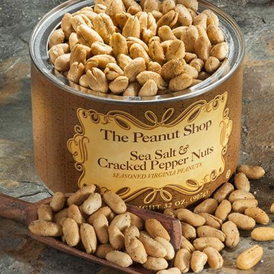 The Peanut Shop of Williamsburg Seasoned Virginia Peanuts, SEA SALT &amp; CRACKED PEPPER - Gift Pack of 2, 32 oz. Tins By Lyza's Sweets &amp; Treats