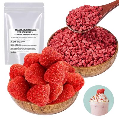 KWOLYKIM Freeze Dried Fruit Strawberry Slices and Pieces (Pack of 2) Orangic Dehydrated Strawberry Fruits Frozen Dried Fruit Snack, Gluten Free &amp; Vegan Snack (Strawberry 2.11oz)