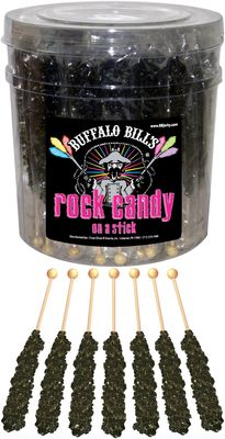 Buffalo Bills Black Cherry (Black) Rock Candy On A Stick (36-ct tub black rock candy crystal sticks)