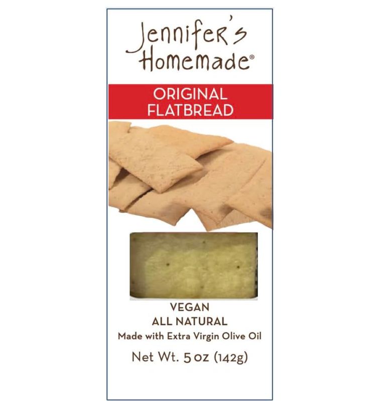 JENNIFERS HOMEMADE Original Flatbread, VEGAN All Natural, Made with extra virgin olive oil, Crunchy and delicious snack, 5 OZ