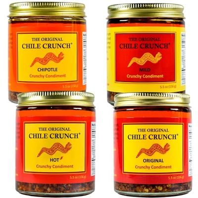 CHILE CRUNCH, A Crunchy All Natural Spicy Condiment, Variety 4 Pack