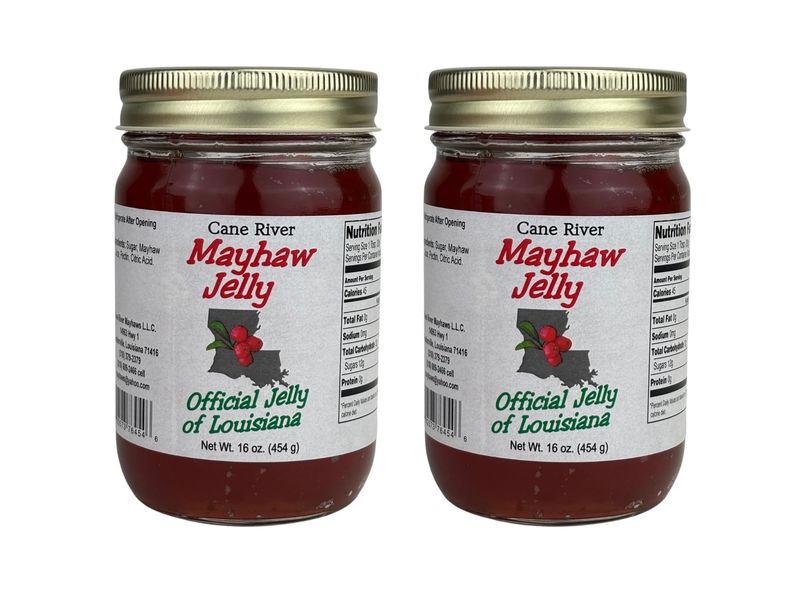 Cane River Mayhaw Jelly - 16 Ounce Jar - Southern Gourmet Spread for Biscuits, Toast, and Desserts - Premium Handmade Jelly with Authentic Mayhaw Fruit Flavor - Breakfast, Snacks, and Gift (2 Pack)