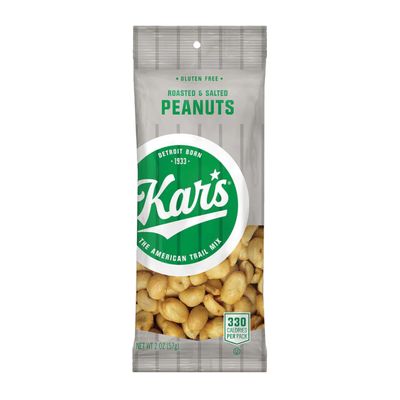Kars Nuts Roasted &amp; Salted Peanut Snacks, 2 oz Individual Snack Packs - Bulk Pack of 72, Gluten-Free Snacks