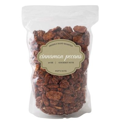 Cinnamon Roasted Pecans 24 oz (1.50 lb) - Candied Pecan Glazed with Cinnamon to Satisfy Any Sweet Tooth - Artisan Hand-Roasted Sweet Nuts by PopN Nuts