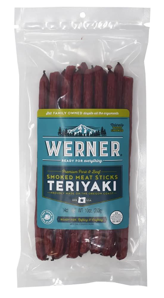 Werner Teriyaki Meat Sticks - 14 Count Bulk Meat Sticks, 10 Ounce Resealable Bag