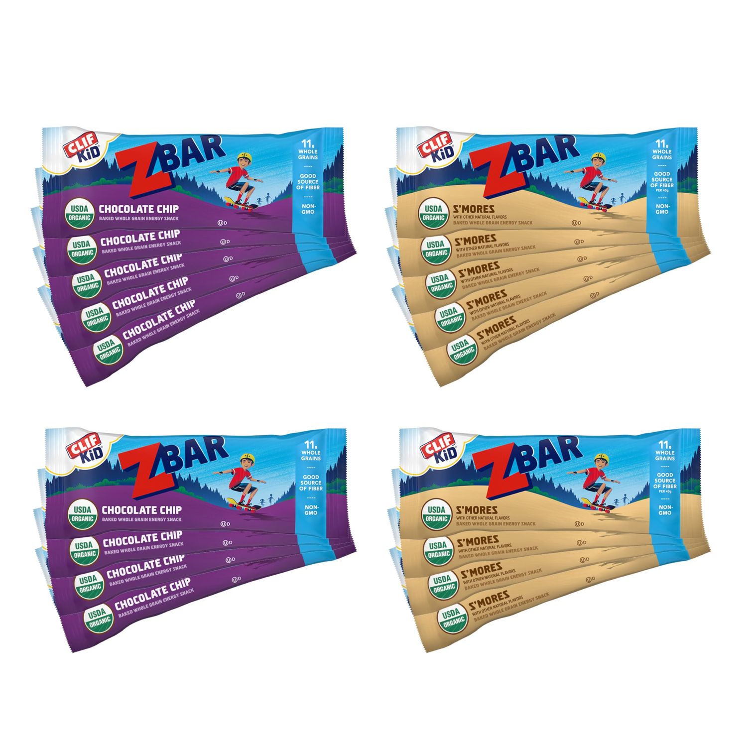 Zbar - Chocolate Chip and S&#39;mores - Variety Pack - Soft Baked Snack Bars - Non-GMO - 11g Whole Grains - USDA Organic Granola Bars (18 Pack)