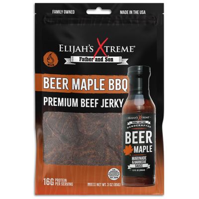 Elijah&#39;s Xtreme Beer Maple BBQ Beef Jerky, Premium Beef Jerky Snack Packs, Perfect for Snack Lovers UPC