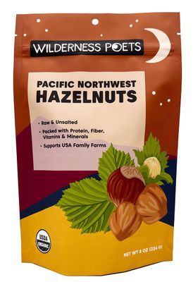 Wilderness Poets, Organic, Pacific Northwest-Grown Hazelnuts - Raw, Whole Nuts with Skins, No Shells (8 Ounce)