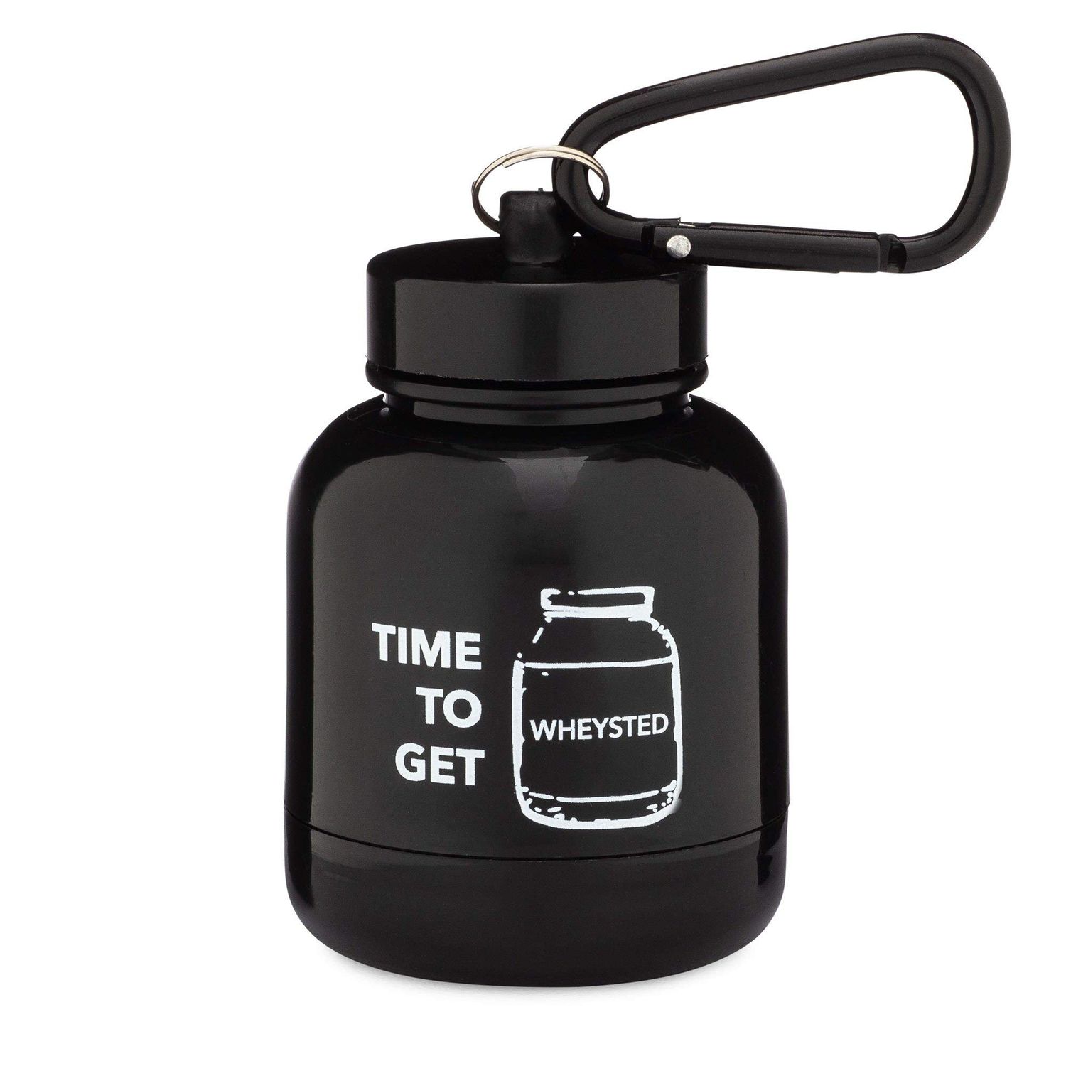 ONMYWHEY - Protein Powder &amp; Supplement Funnel Keychain, Portable To-Go Container for The Gym, Workouts, Fitness, &amp; Travel - TSA Approved, Time To Get Wheysted
