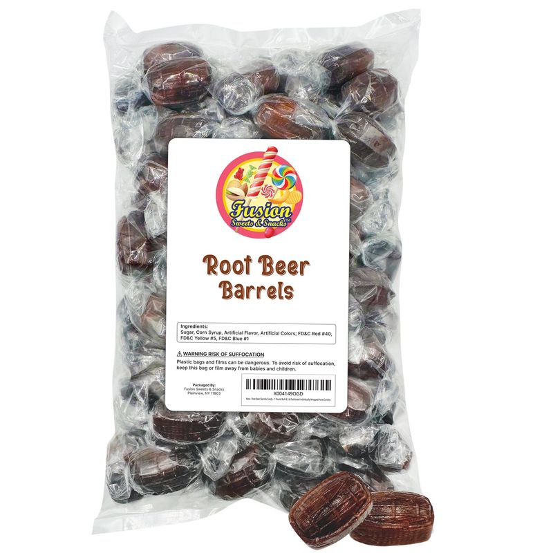 Root Beer Barrels Candy - 1 Pound Bulk Bag - Old Fashioned Individually Wrapped Rootbeer Hard Candies - Approx 65 Count