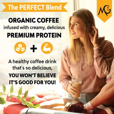 MariGold High Protein Collagen Coffee - Mocha Collagen Latte, Dairy Free, 20g Grass-Fed Type I &amp; III Collagen Peptides, Energy Boost, 2 Shots Organic Espresso, Non-GMO, 1 Lb Bag, 15 Servings