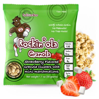 Rockin&#39;Ola Granola Clusters, Quick Breakfast Snack, Allergen Free, No Artificial Flavors, Colors or Preservatives, On-The-Go Healthy Snack Packets (25 Count, Strawberry w/Marshmallows)
