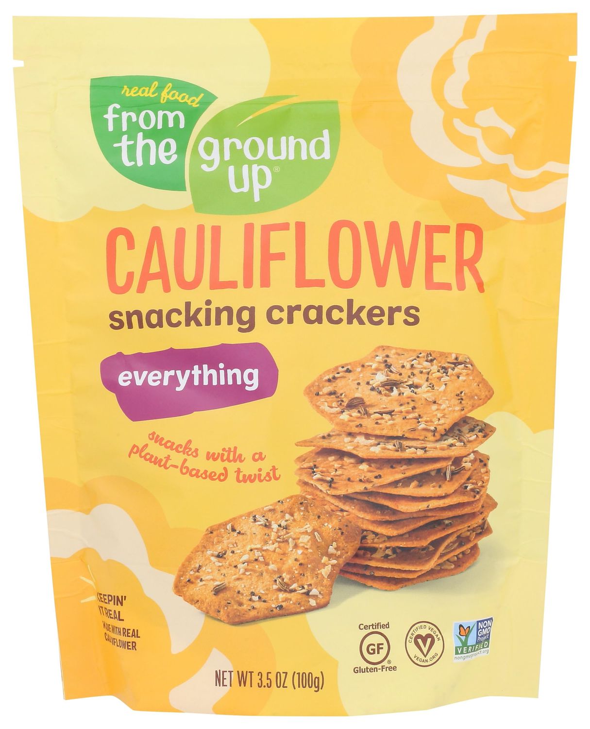 from The Ground UP Cauliflower Everything Snacking Crackers, 3.5 OZ