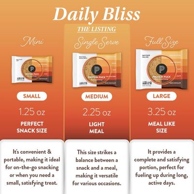 Protein Puck Plant Based Bars Snacks with Vegan Protein 16 Count 2.25 oz Single Serve Gluten Free, Non Dairy, Kosher Certified Non GMO Premium Healthy Bars Daily Bliss