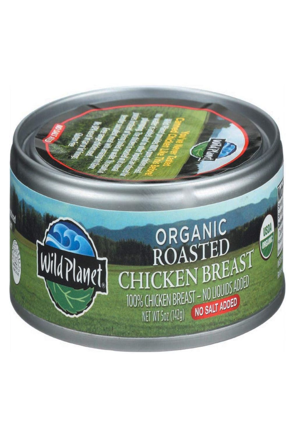 Wild Planet Organic Roasted Chicken Breast, Skinless and Boneless, No Salt Added, 100% chicken breast, 5 Ounce