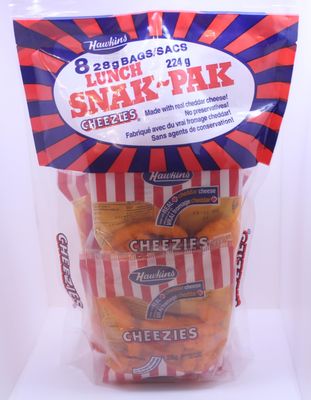 Hawkins Cheezies Lunch Snak-Pak 8 28 gram bags, 224 gram total - Imported from Canada