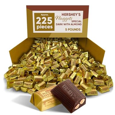 Nuggets Special Dark Chocolate With Almond - 5 Pounds Approx 225 Pieces - Bulk Candy Individually Wrapped Dark Chocolate Nuggets Bar - Snacks For Adults &amp; Kids