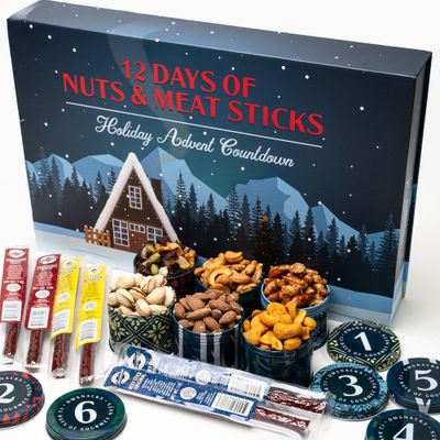 Jerky, Nuts Gift Basket for Women, Men - 12 Nut, Jerky Snacks, Gift Box - Food Gifts for Men, Women, Adults, Teens, Family - Care Package Gift Idea, Gift Set
