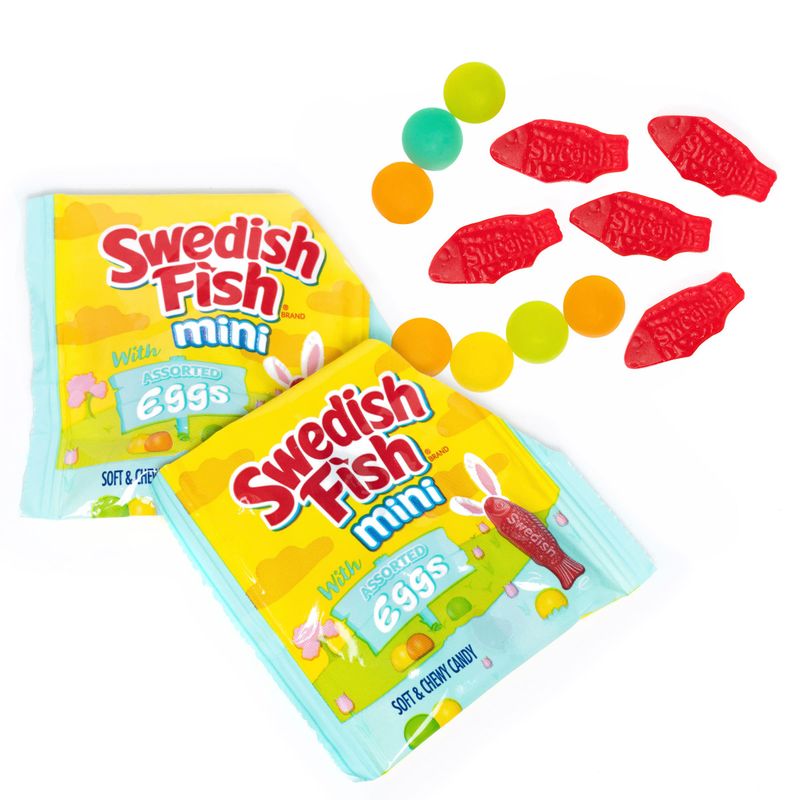 SWEDISH FISH Mini with Assorted Eggs Soft &amp; Chewy Easter Candy, 18 Snack Packs