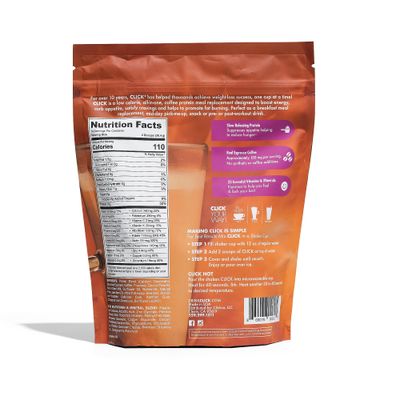 Click Coffee Protein Powder  Double Shot Espresso  16g Protein  23 Essential Vitamins  Low Calorie Meal Replacement  150mg Caffeine  Gluten Free  No Artificial Flavors or Colors  Caramel
