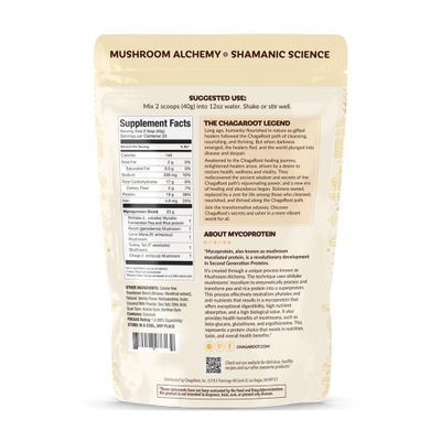 ChagaRoot Mycoprotein Mushroom Protein Powder - Vegan Protein, Plant Based, Superfood, Master Blend of Chaga, Reishi, Turkey Tail, Shiitake, Lions Mane - Vanilla (1.76 lb)