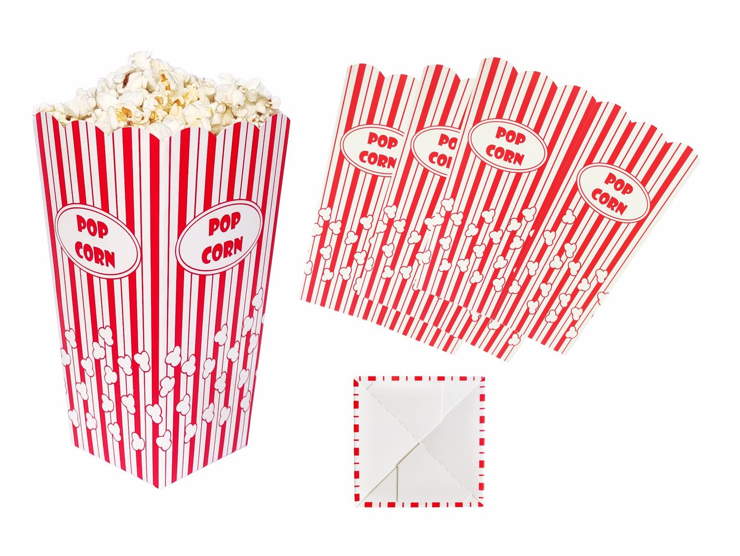 24 Popcorn Boxes - Perfect Size for Theater, Movies, Birthday Parties Celebration - Great Carnival Snacking Boxes - Popcorn Box for Party. (24)
