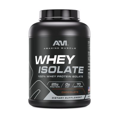 Amazing Muscle Whey Protein Isolate Powder  25 Grams Protein Per Serving  100% Whey Isolate  Zero Fat  Made in USA (5 Lb, Chocolate)