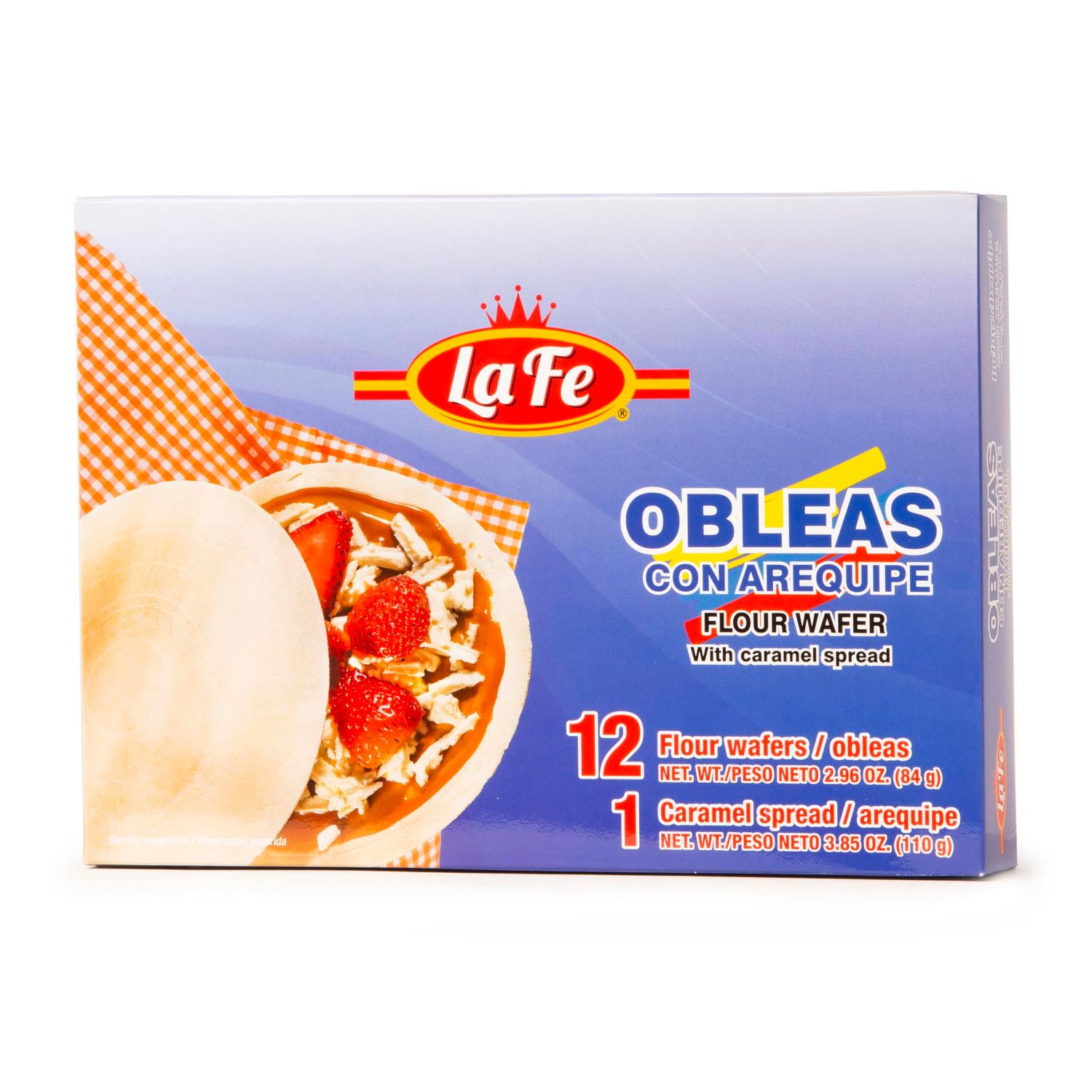 La Fe Obleas con Arequipe 6.81 oz - Flour Wafer with Caramel Spread - Colombian Snacks
