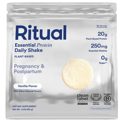 Ritual Prenatal Vegan Plant Based Protein Powder: Choline to Support Pregnancy, Postpartum, &amp; Lactation, 20g Organic Pea Protein from Regenerative Farms in USA, Sugar Free, Vanilla, 1 Lbs
