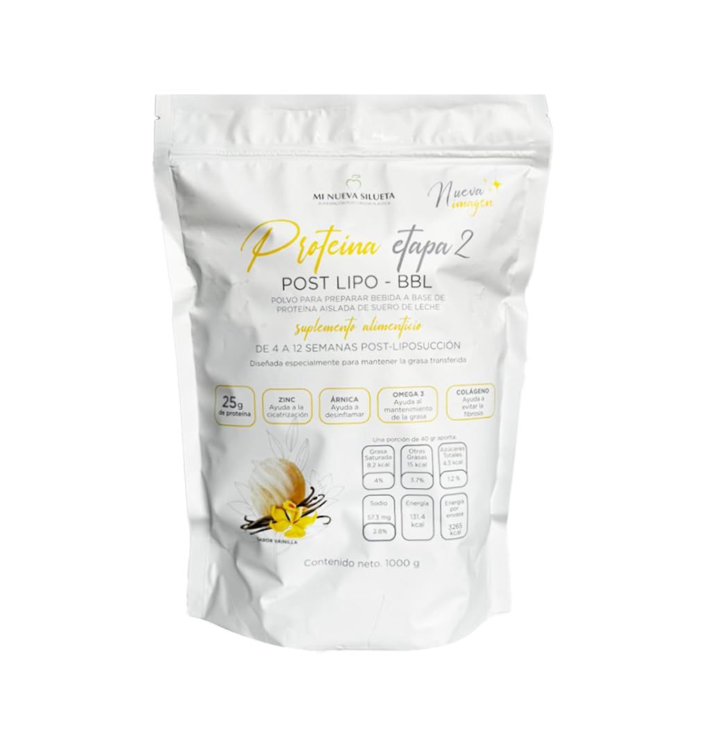 MI NUEVA SILUETA Lipotransfer Protein Stage 2 My New Silhouette is an Isolated whey Protein Powder with Collagen That Helps to Maintain transferred Fat. (VANILA)