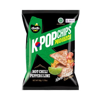KPopChip Hot Chili Pepper &amp; Lime (HALAL)  Air-Popped, Non-Fried  Spicy &amp; Tangy  Healthy Snack Box for Adults &amp; Kids  Low-Calorie, Vegan  Individually Wrapped  Movie Night, Gift Set
