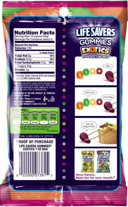 Life Savers Exotics Gummies Candy Bag, 7 ounce (12 Packs)