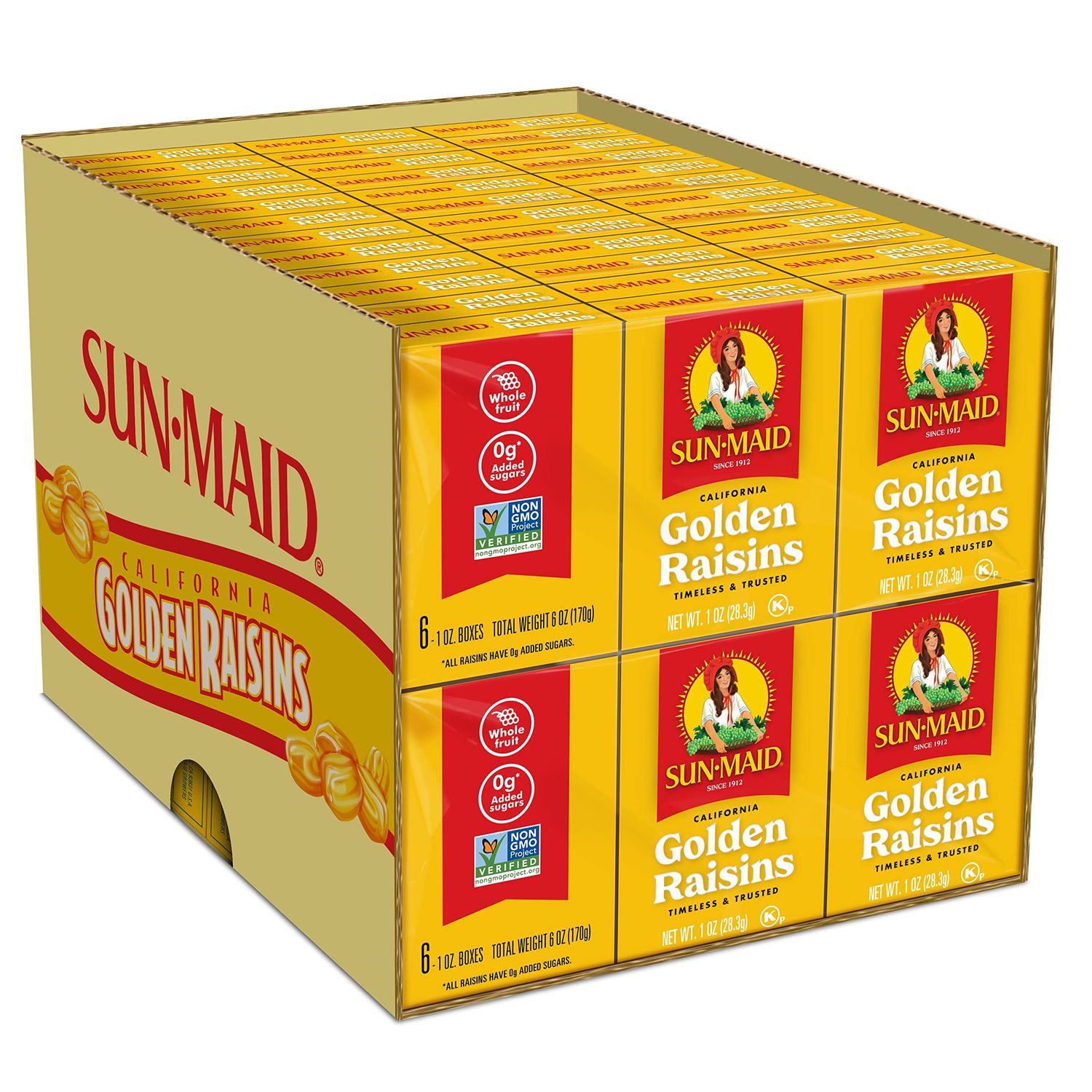 Sun-Maid California Golden Raisins - (72 Pack) 1 oz Snack-Size Box - Dried Fruit Snack for Lunches, Snacks, and Natural Sweeteners