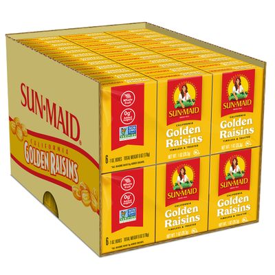 Sun-Maid California Golden Raisins - (72 Pack) 1 oz Snack-Size Box - Dried Fruit Snack for Lunches, Snacks, and Natural Sweeteners