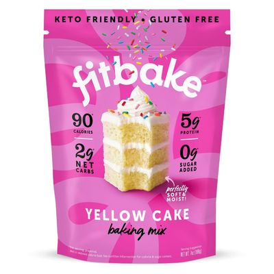 FitBake Yellow Cake Baking Mix  2g Net Carbs Per Serving  Keto Friendly Low Carb Food  No Added Sugar Keto Snack  Zero Sugar &amp; Gluten Free Desserts  Naturally Sweetened Cake Mixes Keto Foods 7oz