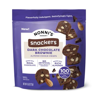 Nonni&#39;s Bakery Snackers - Dark Chocolate Brownie Almond Cookie Crisps - 4.5 oz