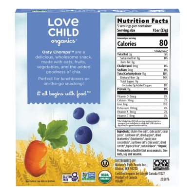 Love Child Organics Oaty Chomps Blueberry  Carrot, 4 oz