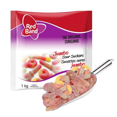 Red Band Gummy Candies Jumbo Sour Suckers - Chewy, Fruity, Sour Gummies, Vegan, Natural Flavors, Plant Based Colors, Key Shaped, Dutch Candy &amp; Snacks, Family Size Candy Bulk - 35.2 oz Sharing Bag