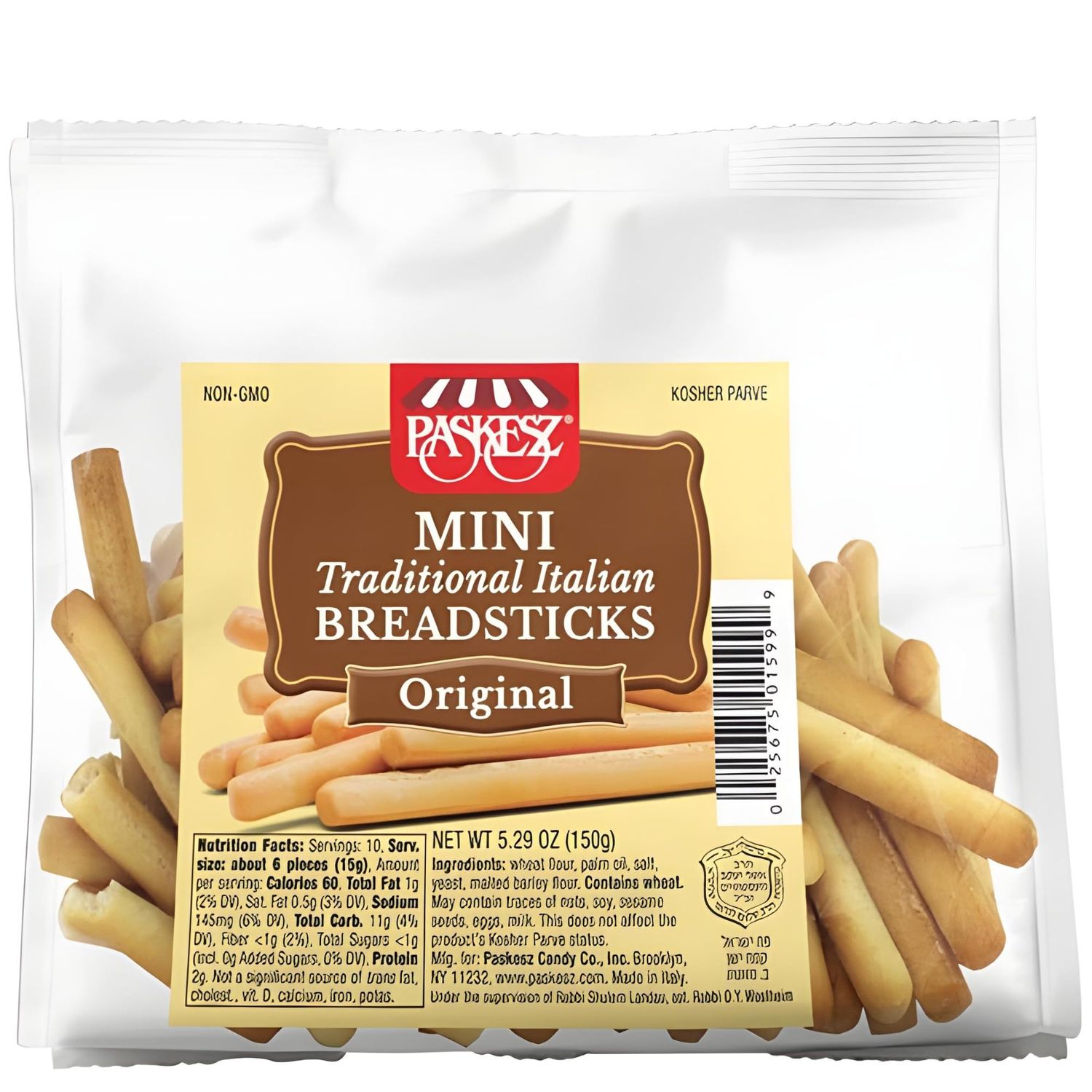 Snacktery Mini Breadsticks - Original Grissini, All Natural Italian Breadsticks, Non-GMO - 5.29 Ounce, 4 Packs