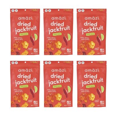 Amzi Foods  Chili Lime Dried Jackfruit (6 Pack)  All Natural Snacks  Gluten Free Healthy Dried Fruit Snacks