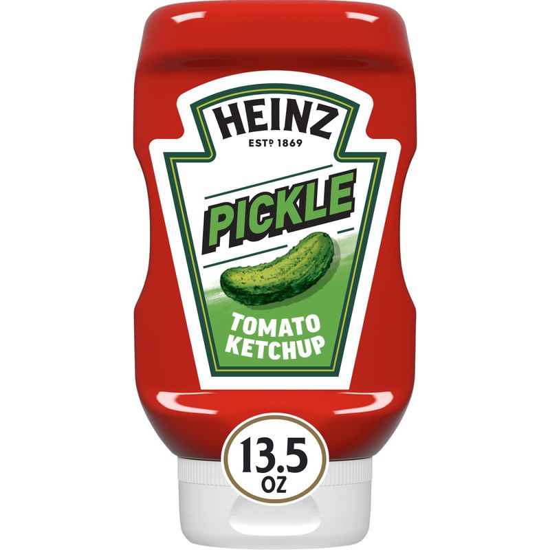 Heinz Tomato Ketchup with Pickle Seasoning, 13.5 oz Bottle