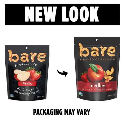 bare Baked Crunchy Medleys, Apple Strawberry, 1.6oz Single Serve Bags (6 Pack)