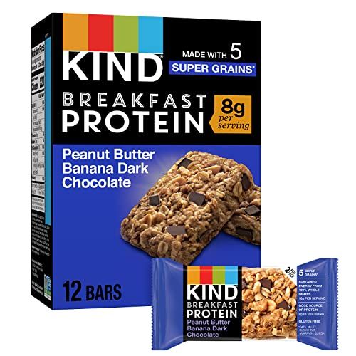 KIND Breakfast Protein Bars, KIND Snack Bars, Peanut Butter Banana Dark Chocolate, Gluten Free Breakfast Bars, 8g Protein, 1.76 OZ Packs, 6 Count