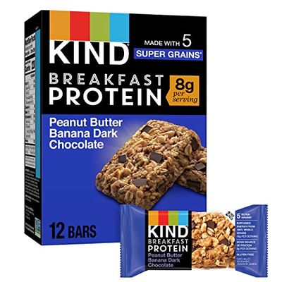 KIND Breakfast Protein Bars, KIND Snack Bars, Peanut Butter Banana Dark Chocolate, Gluten Free Breakfast Bars, 8g Protein, 1.76 OZ Packs, 6 Count